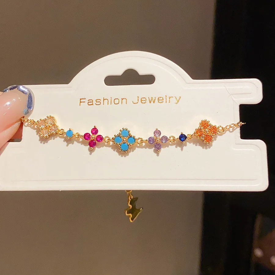 Pulseira De Flor De Cristal Colorida, Moderna E Personalizada