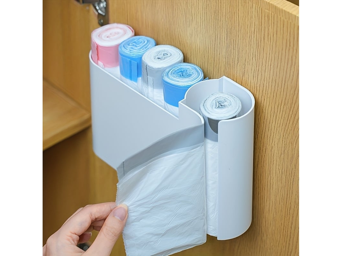 Organizador de Sacos Lixo Parede com Dois Compartimentos, Caixa de Armazenamento em Plástico Abs para Porta Armário BRILVIBERA
