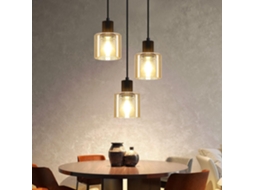 Nettlife Candeeiro Suspenso, 3 L, E27, 170 Cm, Em Metal E Vidro, Para Sala, Quarto, Corredor E Cozinha, Para Uso Diário, Uso Doméstico