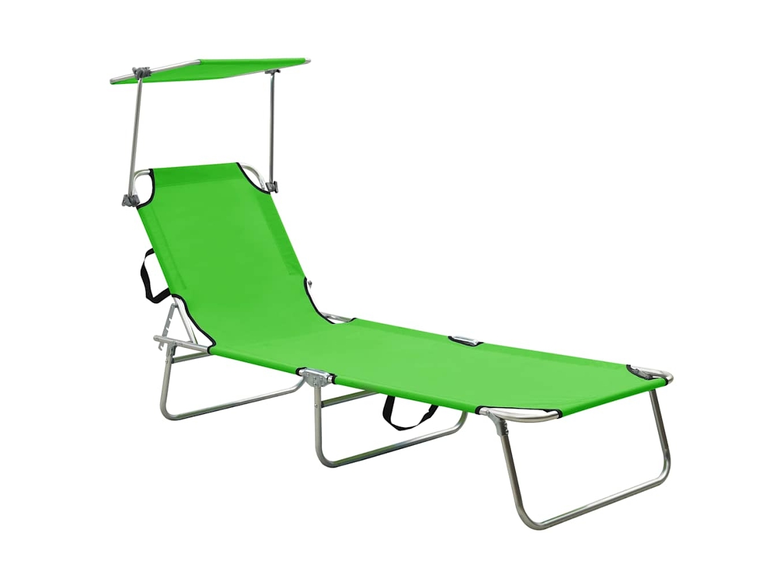 Vidaxl Espreguiçadeira Com Toldo Aço Verde-maçã