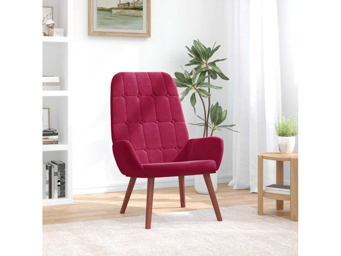 Vidaxl Cadeira De Descanso Veludo Vermelho Tinto