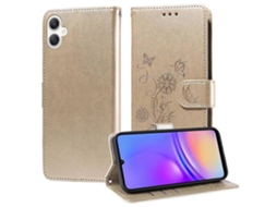 Capa De Couro Para Celular Com Flores De Borboleta Em Relevo