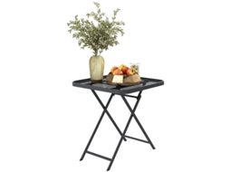 Mesa De Jardim Dobrável 70 X 70 Cm, Mesa De Varanda Resistente Às Intempéries, Mesa Dobrável Com Design Vazado, Quadrada, Preta