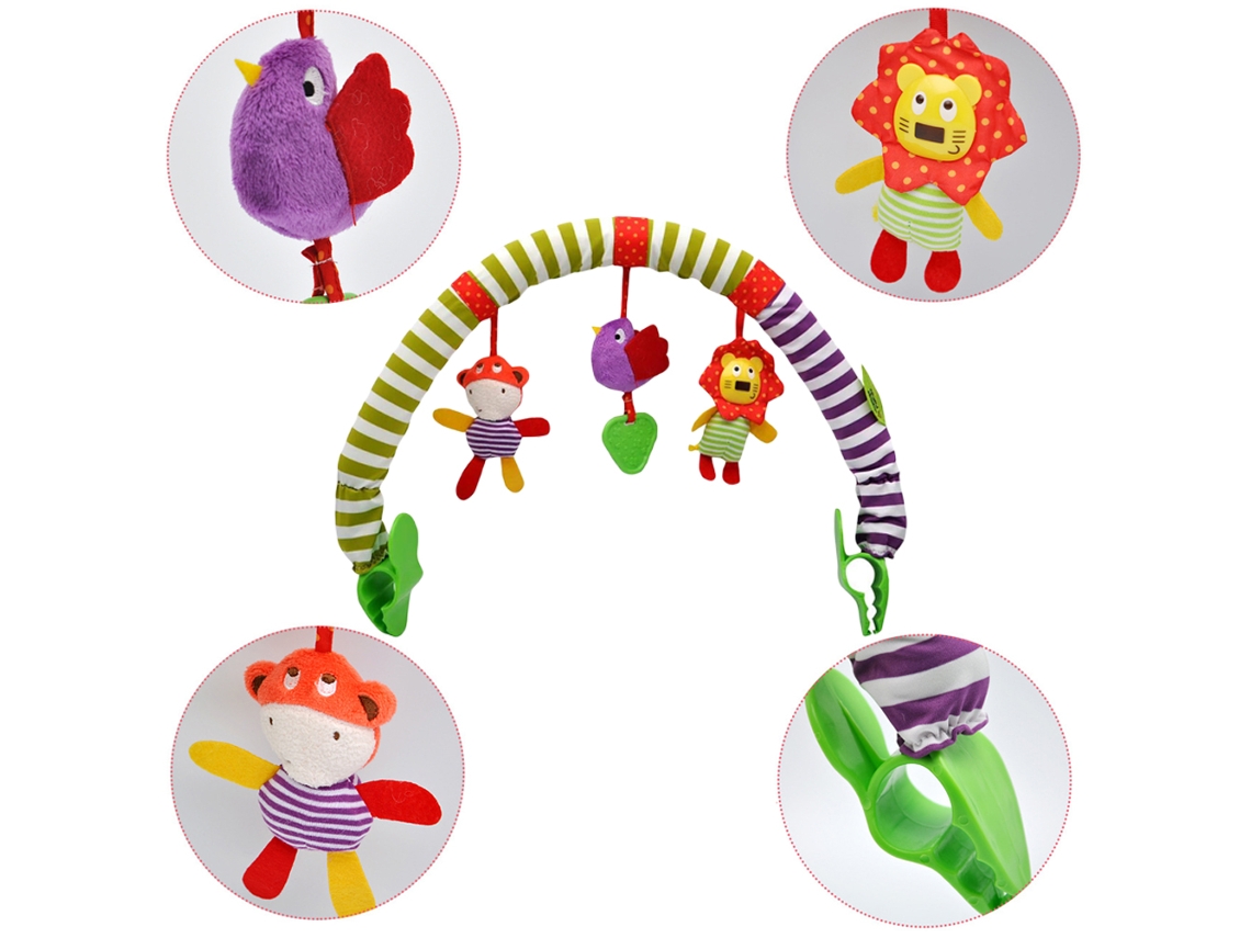 Primerox arco de Brincadeira para Bebê com Bonecos de Pelúcia Adaptável a Carrinho e Cama Macio Colorido