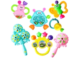 Mali 7pcs/set Brinquedos de Chocalho Plástico para Bebê Recém nascido Rattles com Cor Aleatória