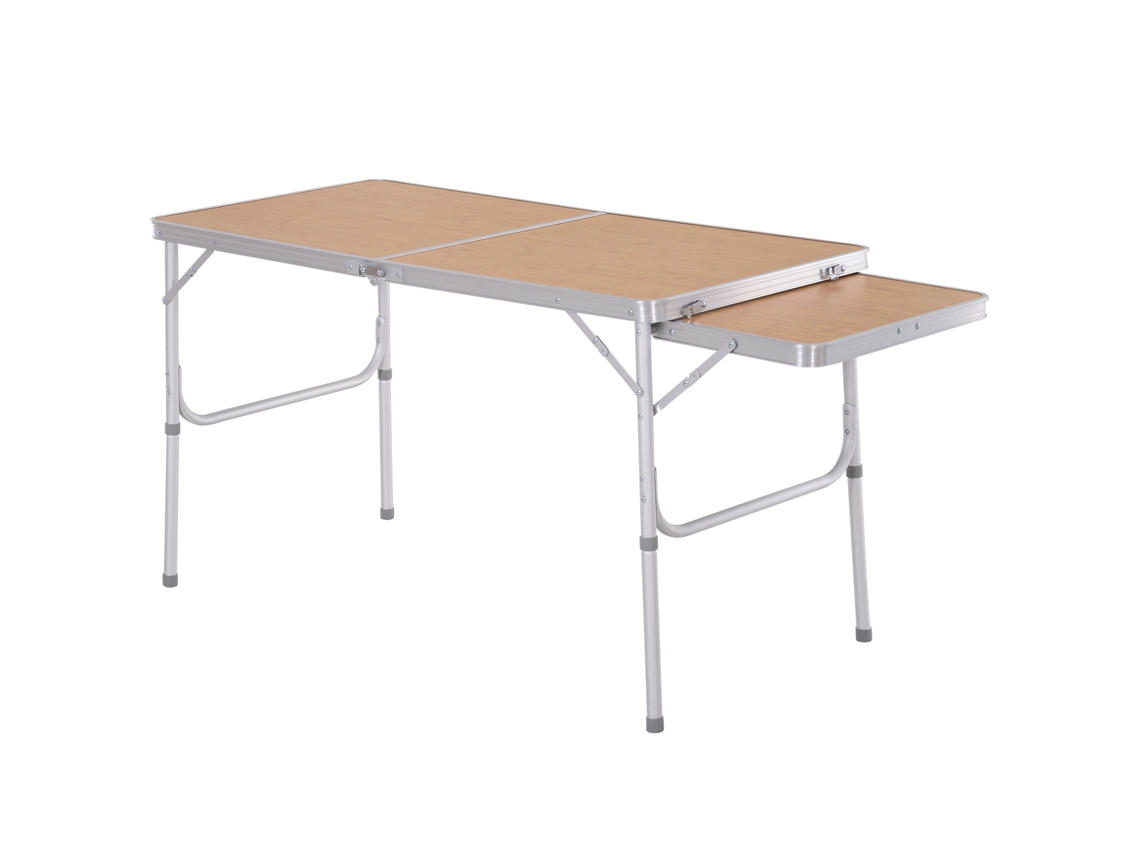 Mesa de camping dobrável, com extensão, alumínio, bambu, altura ajustável S/MARCA