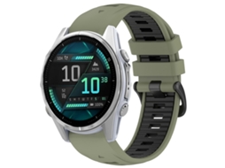 Bracelete para Garmin Fenix 8 Amoled Silicone Fivela de Aço Duas Cores Liberação Rápida Verde Militar + Preto XIAOMOYU (43mm)