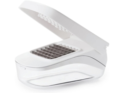 Picador De Legumes Com Abertura Fácil, Base Antiderrapante, Grelha Removível, Prático, Branco