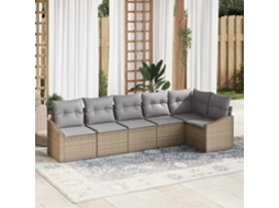 Vidaxl Conjunto De Sofás 6 Unid. Bege Vime Pe