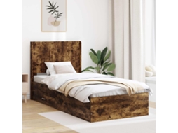 Vidaxl Estrutura De Cama Com Armazenamento E Cabeceira Carvalho Fumado