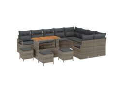 Conjunto 13 Conjunto De Sofá De Jardim Vidaxl Cinzento Vime Pe (287 X 234 X 85 Cm)