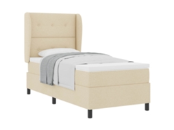 Cama Box com Colchão com Cabeceira Creme 80x200cm Tecido MAISON EXCLUSIVE