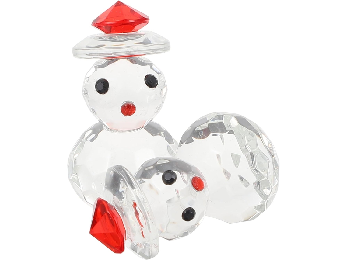 Conjunto 2 Bonecos Cristal Decoração Natalina Resistente Estar Escritório Chapéu Nariz Vermelhos Neve Sala GOKOCO