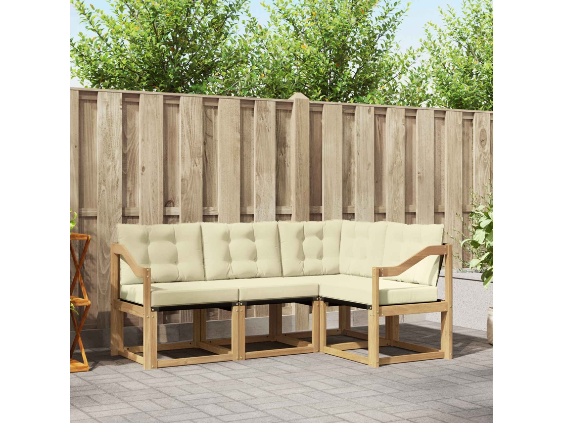 Vidaxl Conjunto De Sofás Para Exterior 4 Pcs Branco E Creme