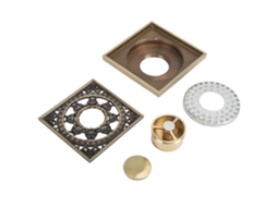 Dreno de Chuveiro de Latão 10x10cm Dourado para Banheiro Cozinha Varanda Anti Obstrução com S/MARCA