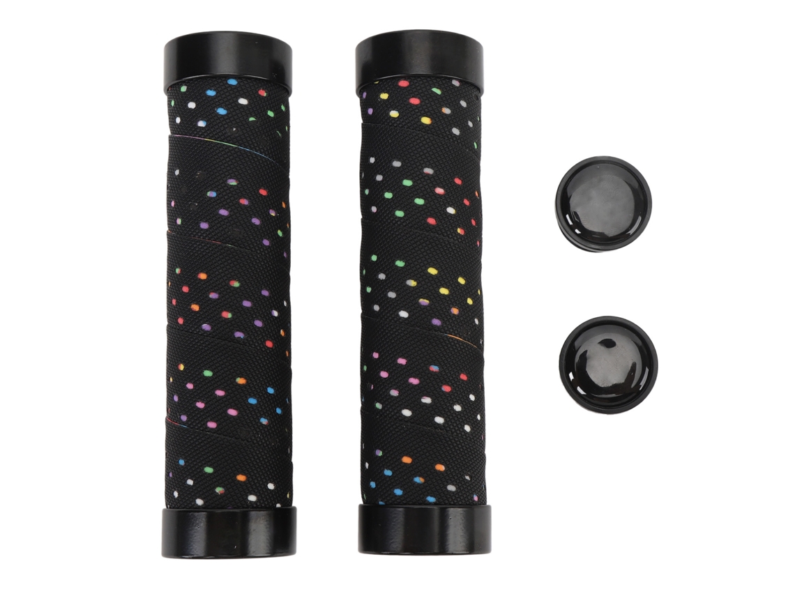 Conjunto de Manoplas Mali de bicicleta PU antiderrapante com trava dupla 22.2mm preto com base colorida 2 unidades