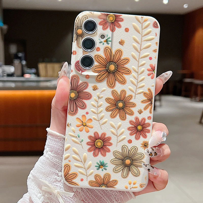 Capa Para Celular Galaxy S26 Com Estampa Floral Retrô (cor Off-white), Supermacia.