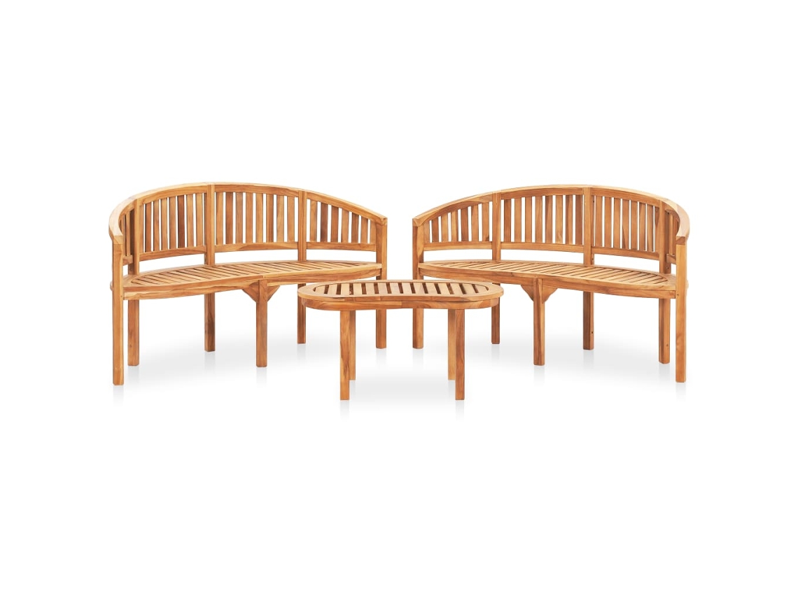 Pcs Conj. Lounge De Jardim Formato Banana Teca Maciça Dkd Home Decor