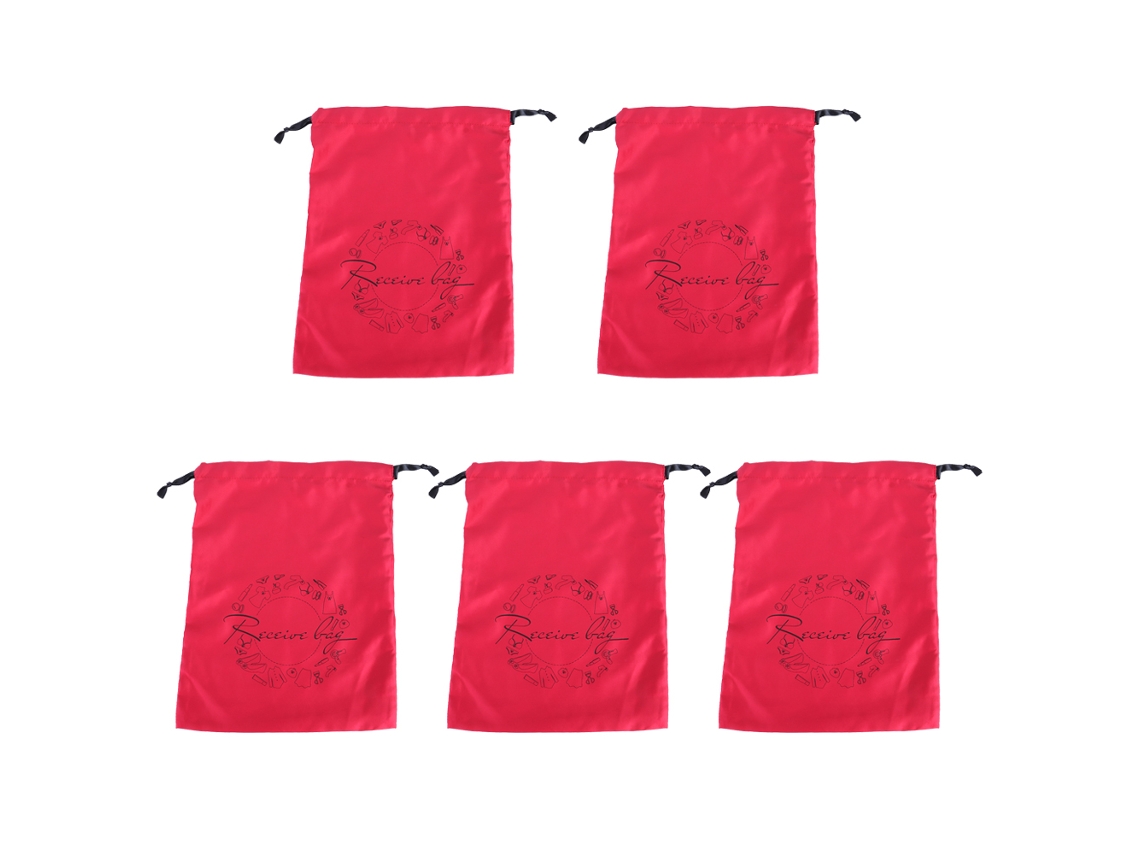 5pcs Bolsa com Cordão de Poliéster para Armazenamento de Joias, Roupas Íntimas e Cosméticos Vermelha com S/MARCA