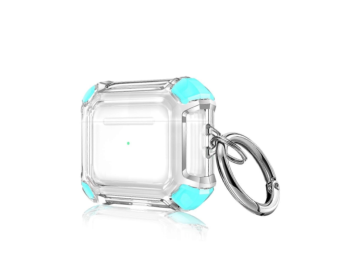 Película protetora transparente antichoque em policarbonato para iPhone e AirPods 3, bicolor, com alça para pendurar (verde menta). GIECY (unidade)