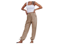 2026 pantalones Jogger Sueltos para Mujer Con Cintura Elástica Y Cordón, Bolsillos, Tela Transpirable S Caqui