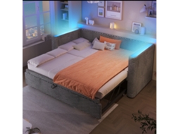 Cama De Dia 90x200/180x200 Cm Com Led, Colchão Samt Cinza