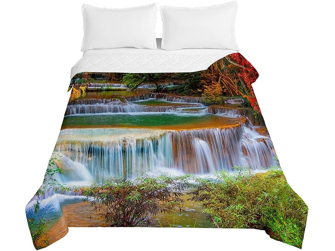 Colcha Acolchoada Fansu Capa de Cama Manta para Ar Condicionado Edredom Conjunto Sofá com Estampa 3d Cachoeira