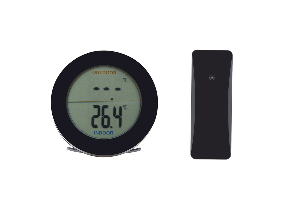 Termômetro Sem Fio Lcd Sensor Temperatura Interno Externo Preto