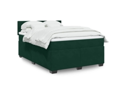 Vidaxl Cama Com Molas/colchão 140x200 Cm Veludo Verde-escuro