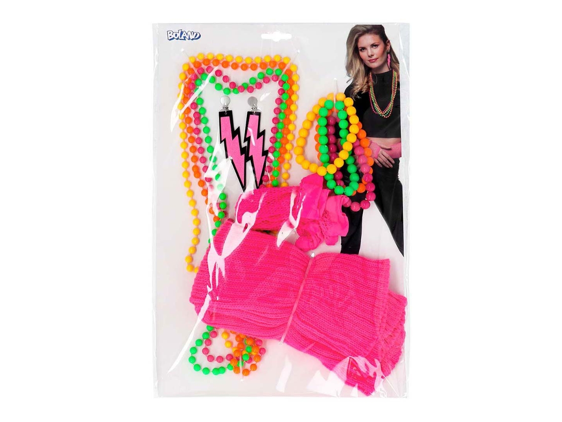 Conjunto De Acessórios Neon Boland Anos 80 Para Adultos Roupa Hippie Disco
