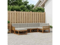 Vidaxl Conjunto De Sofás Para Exterior 6 Pcs Natural E Cinza Claro
