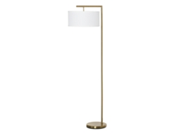 Luminária De Chão, Soquete E27, Acabamento Dourado, Cúpula De Tecido Branco, Interruptor De Pé, Aço, 47 X 37 X 153 Cm
