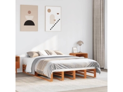 Vidaxl Cama Sem Colchão 120x190 Cm Madeira Pinho Maciça Castanho-mel