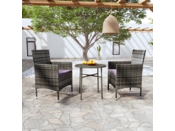 Vidaxl 3 Pcs Conjunto De Jantar Para Jardim Vime Pe Cinzento