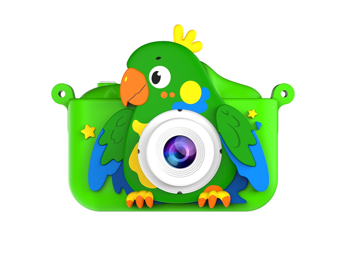 Câmera Dupla Hd Infantil de Desenho Animado YUNZII (câmera Dupla de Alta Definição Green Parrot, Cartão de Memória Não Incluído)