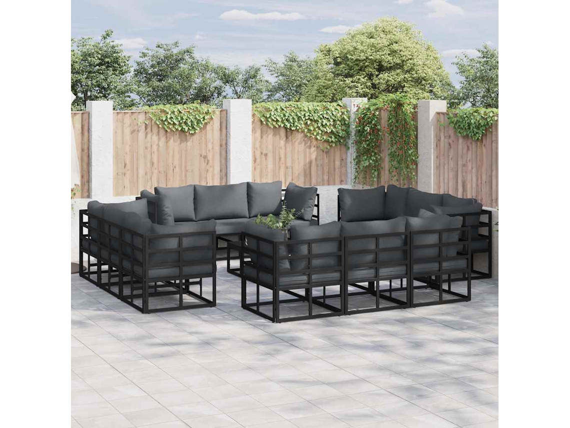 Vidaxl Conjunto De Sofá De Jardim 13 Unid. Preto Metal