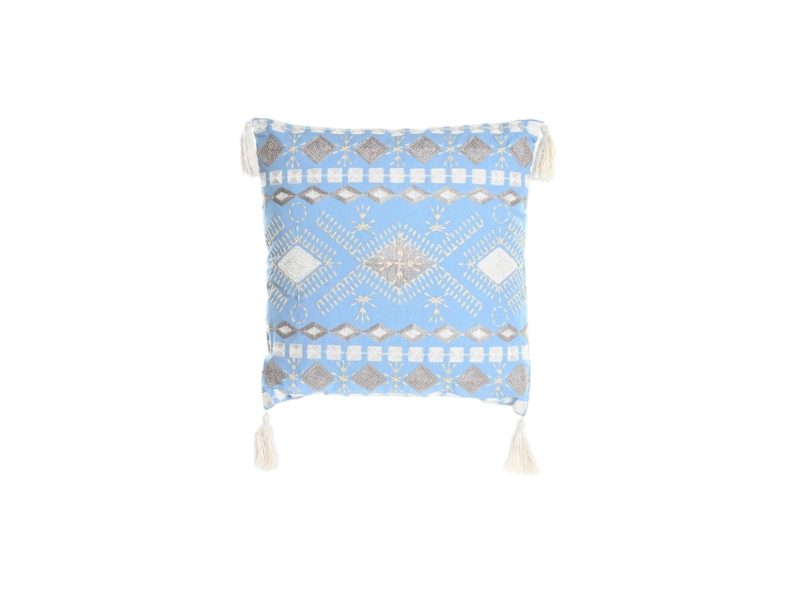 Almofada DKD Home Decor Azul Poliéster Algodão Alumínio Branco (40x15x40 cm)