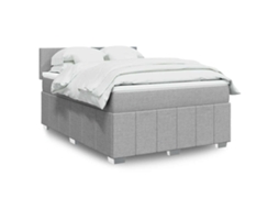 Vidaxl Cama Com Molas/colchão 140x200 Cm Tecido Cinzento-claro