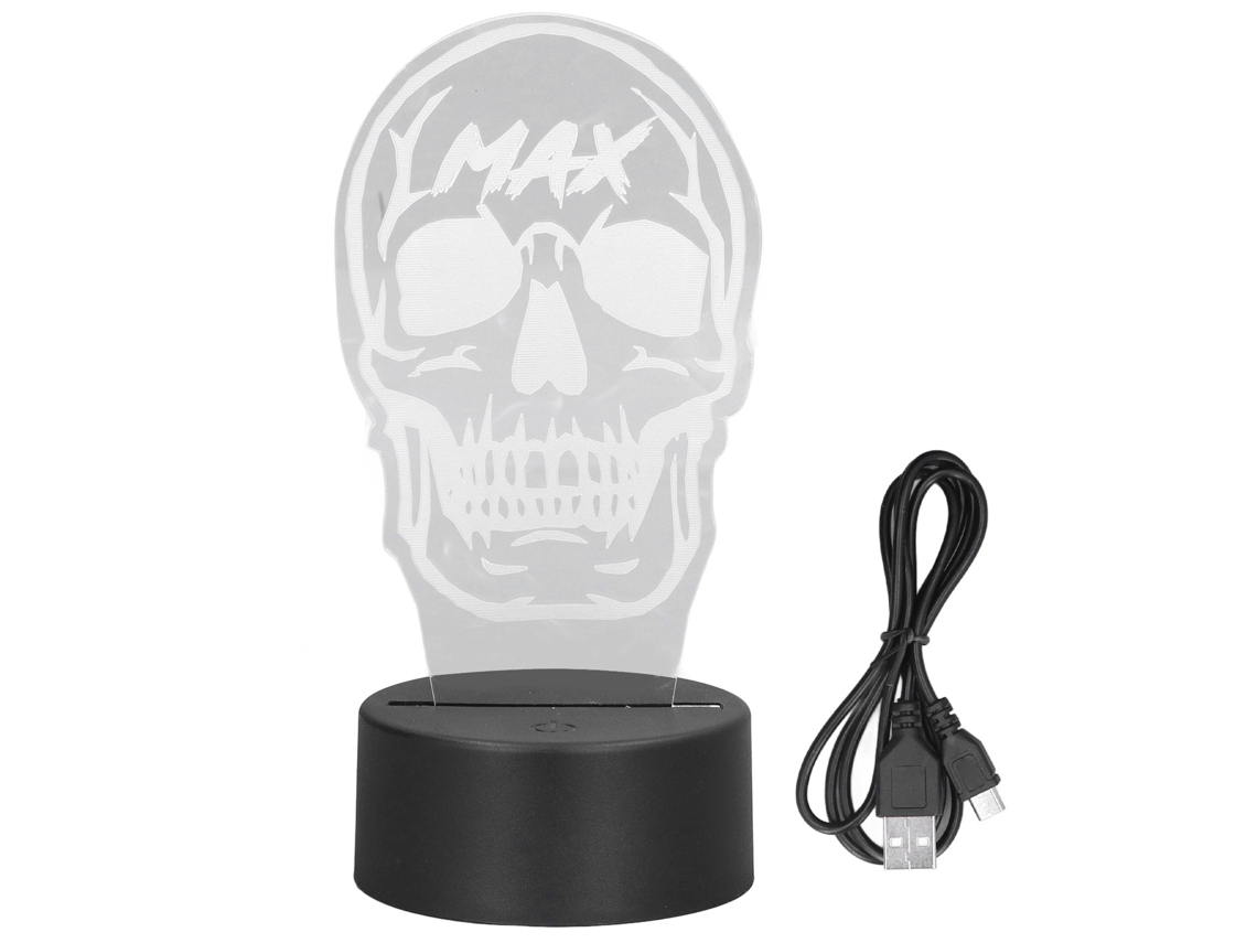 Lâmpada Led 3d Caveira 7 Cores Toque Usb Noite