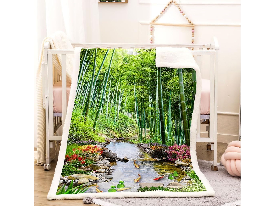 Manta Estampa de Riacho na Floresta Ver em Microfibra 150x200cm
