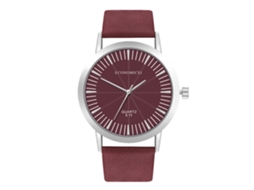 Relógio de pulso de quartzo com pulseira de couro PU para mulheres e homens, estilo casual (roxo)