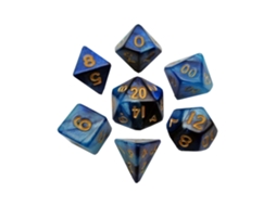 Fanroll Mini Dice Set Blue/light Blue With Gold Numbers