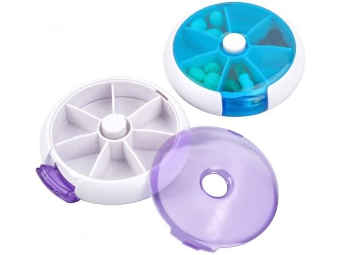 Conjunto De 2 Porta Comprimidos Semanais, À Prova Dágua, Para Viagens, Portátil, Com 7 Compartimentos, Ideal Uso Em Viagens E Ati Aquaforge