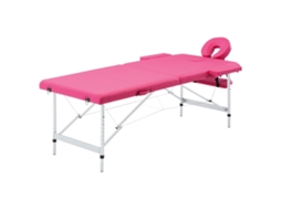 Vidaxl Mesa De Massagens Dobrável 2 Zonas Alumínio Rosa