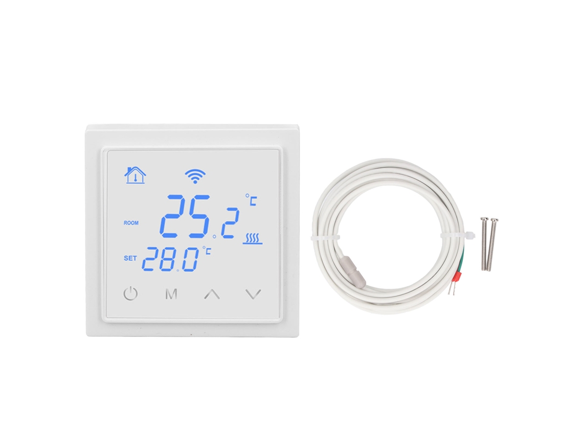 Termostato inteligente wi fi 16a para aquecimento de piso elétrico com função de voz branco S/MARCA