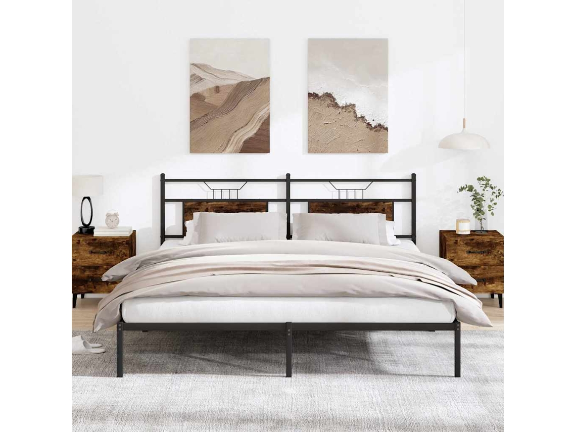 Vidaxl Estrutura De Cama Sem Colchão 183x203 Cm Carvalho Fumado