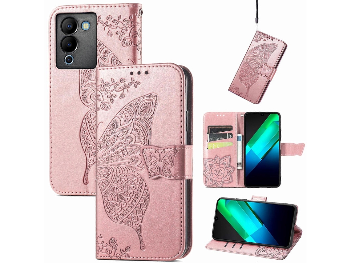 Capa De Celular Em Couro Com Estampa De Borboleta E Flor Para Infinix Note 12 G96