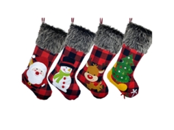 Conjunto de 4 Meias de Natal em Tecido Estilo Campestre com Detalhes de Pele, Ergonômico, Uso Diário STELASPLEN