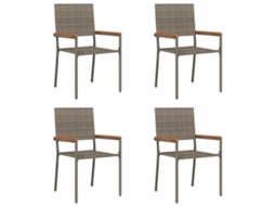 Maison Exclusive - Cadeiras Empilháveis Para Jardim 4 Unid. Cinza E Marrom