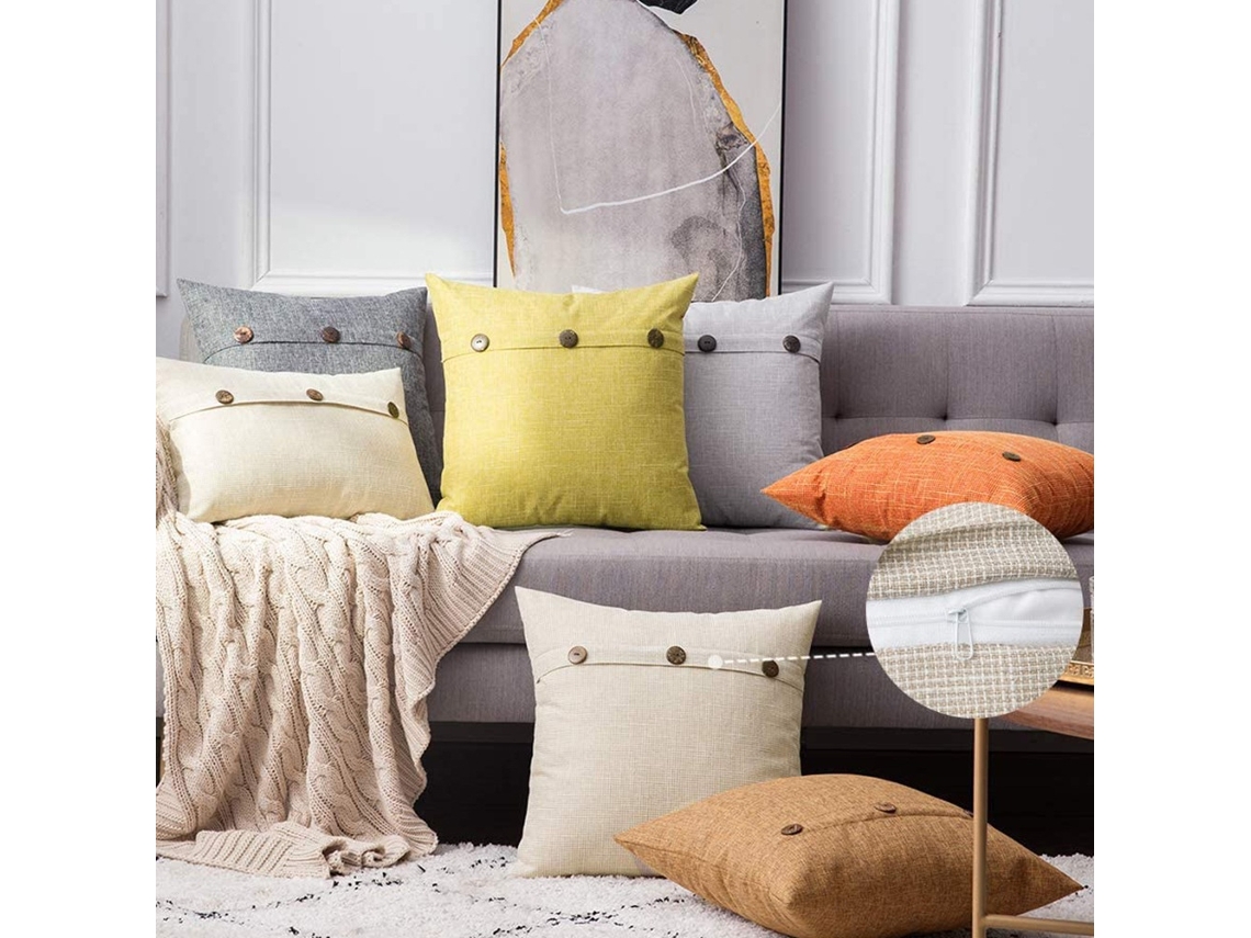 Conjunto De 2 Capas De Almofada, 18 X 18 Polegadas, Em Poliéster, Padrão Rústico, Com Fecho Oculto, Lavável, Para Sofá E Decoração De Casa Elysve